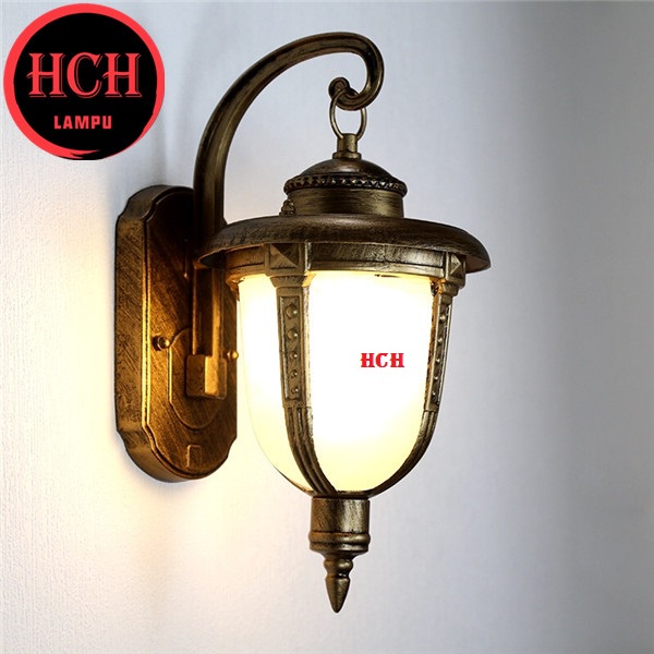 HCH Modern Outdoor Wall Light Marble Glass Weatherproof Antique Brass Outdoor Wall Lamp Lampu Hiasan Dinding (5031-AB-S)