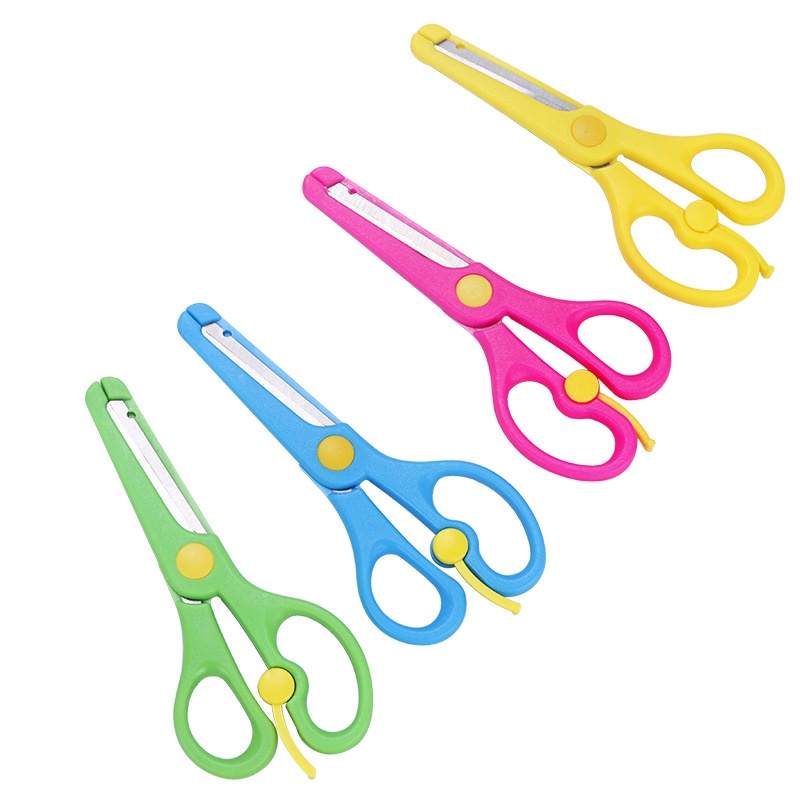 Kid Safety Scissor Assorted Shape Spring type Straight Cut Gunting Sekolah Kanak Safety DIY Baby Paper Cut Student Lace