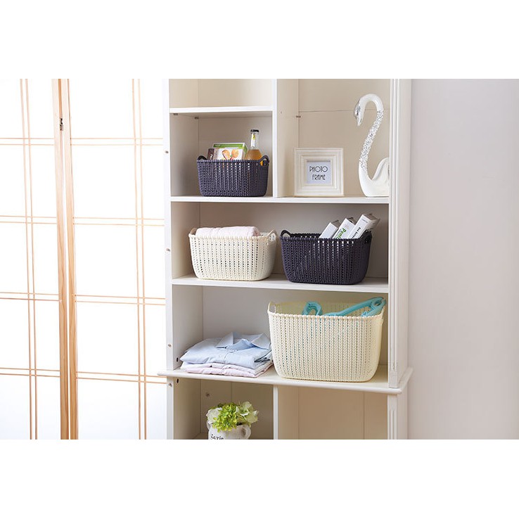 Japanese Style Stackable Plastic Storage Baskets Bins Organizer