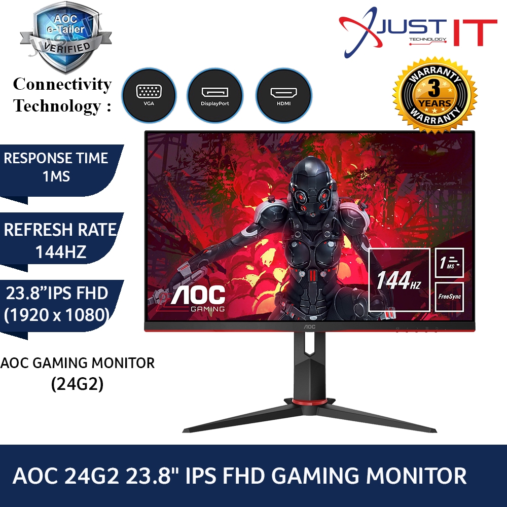 Aoc 24g2 23 8 144hz 1ms Fhd Adaptivesync Gaming Monitor Shopee Malaysia