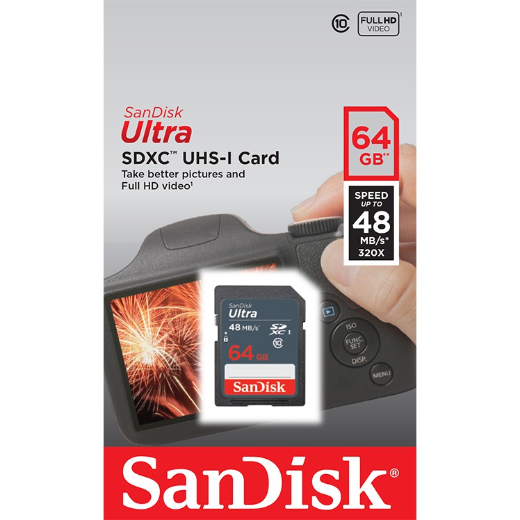 Sandisk ULTRA SDHC/SDXC UHS-I C10 (48MB/S) 7 Years Sandisk Warranty (For Camera)