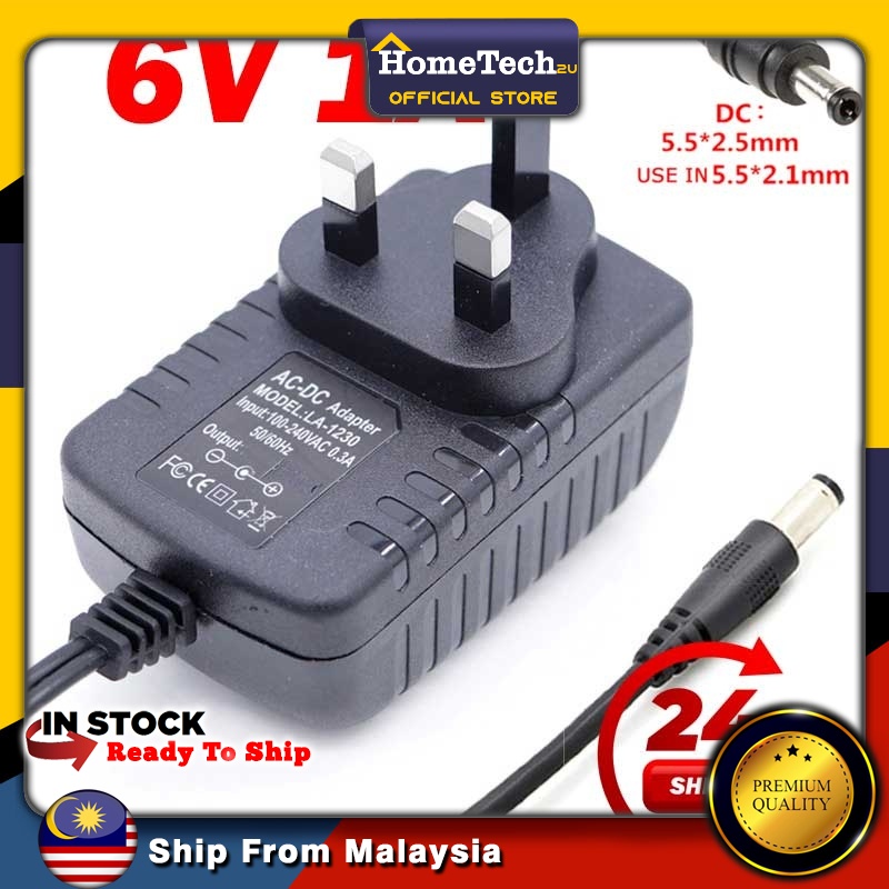 Malaysia 3 Pin AC to DC (5.5*2.5mm) 6V 1A Switching Power Supply Adapter DC Power Adaptor