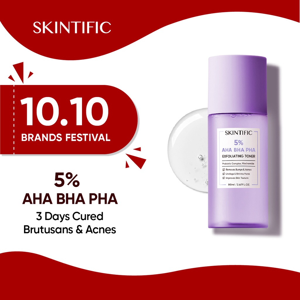 SKINTIFIC 5 AHA BHA Exfoliating Toner 80ml Aha Bha Pha Toner Shopee