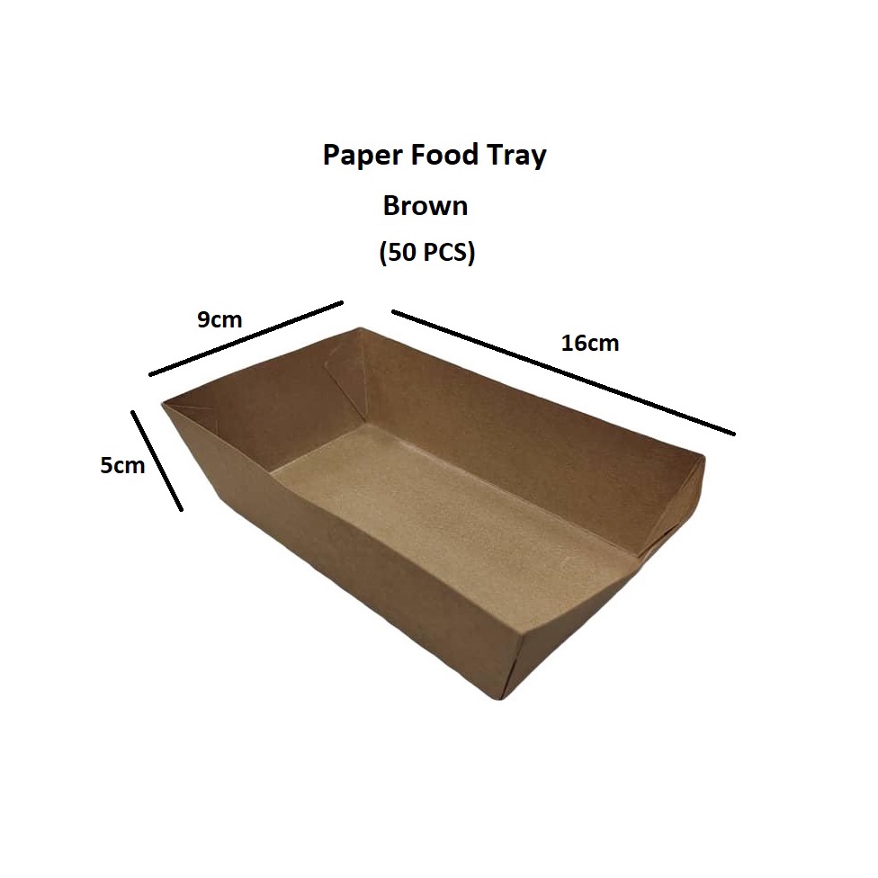 [50pcs] Eco Paper Food Tray Brown / Paper Boat Tray / Take Away Ready