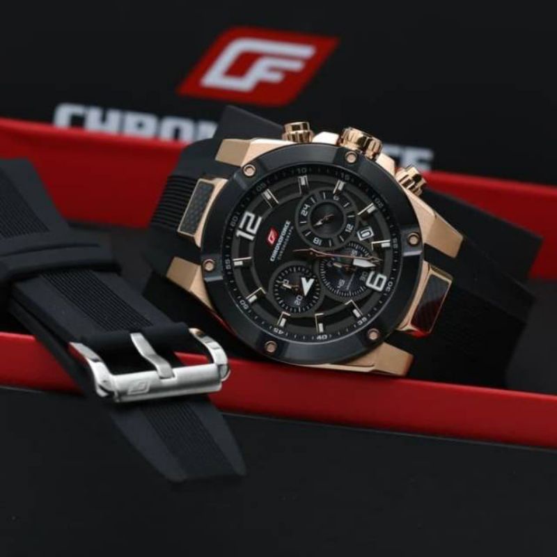 Chronoforce Switzerland 5231G Men Silicone Strap Stainless Steel Case ...