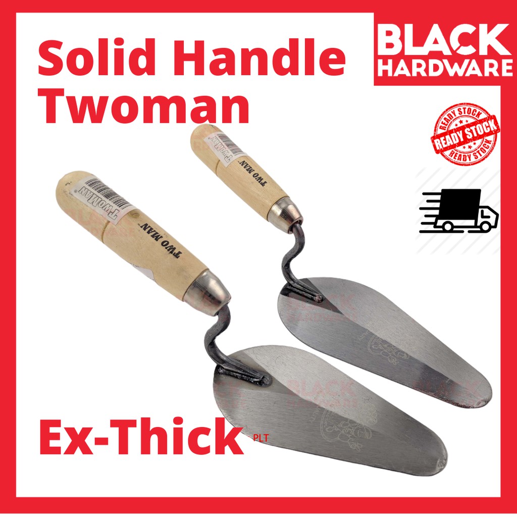 Black Hardware TwoMen Brick Batu Renovation Cement Trowel Sudu Batu Bata Dinding Plaster Scrapper Wall Paint Tool Besi A