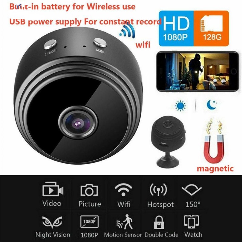 [JUN]A9 Mini Full-HD 1080P Small Wifi Camera Wifi IP Mini Camera IR Night Vision Micro Camera Motion Detection Camera Support TF Card/CCTV mini camera HD 1080P wifi Wireless IP camera Mini magnetic IP cam car dashcam dvr Spy cam action hidden camera Night