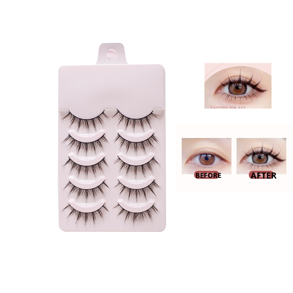 BEAUTY GLAZED 5pairs 3D Fairy Princess Comics Eyelashes Lashs Natural Short Daily Eyelashes False Eyelash Extension Tools