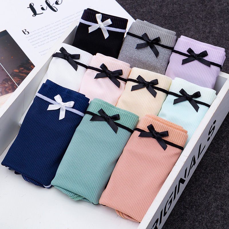 10PCS Panties Women Mid Waist Antibacterial Underwear Students Girls Comfortable Breathable Briefs