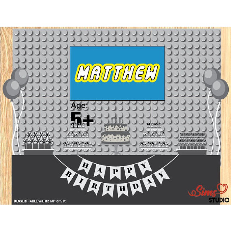 Personalized Lego Block Birthday Printable Backdrop Poster Photobooth ...