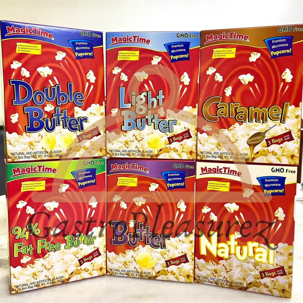 MagicTime Premium Microwave Popcorn - SeaSalt / Natural/Fat Free/Caramel/Butter/Double Butter/Light Butter | Magic Time