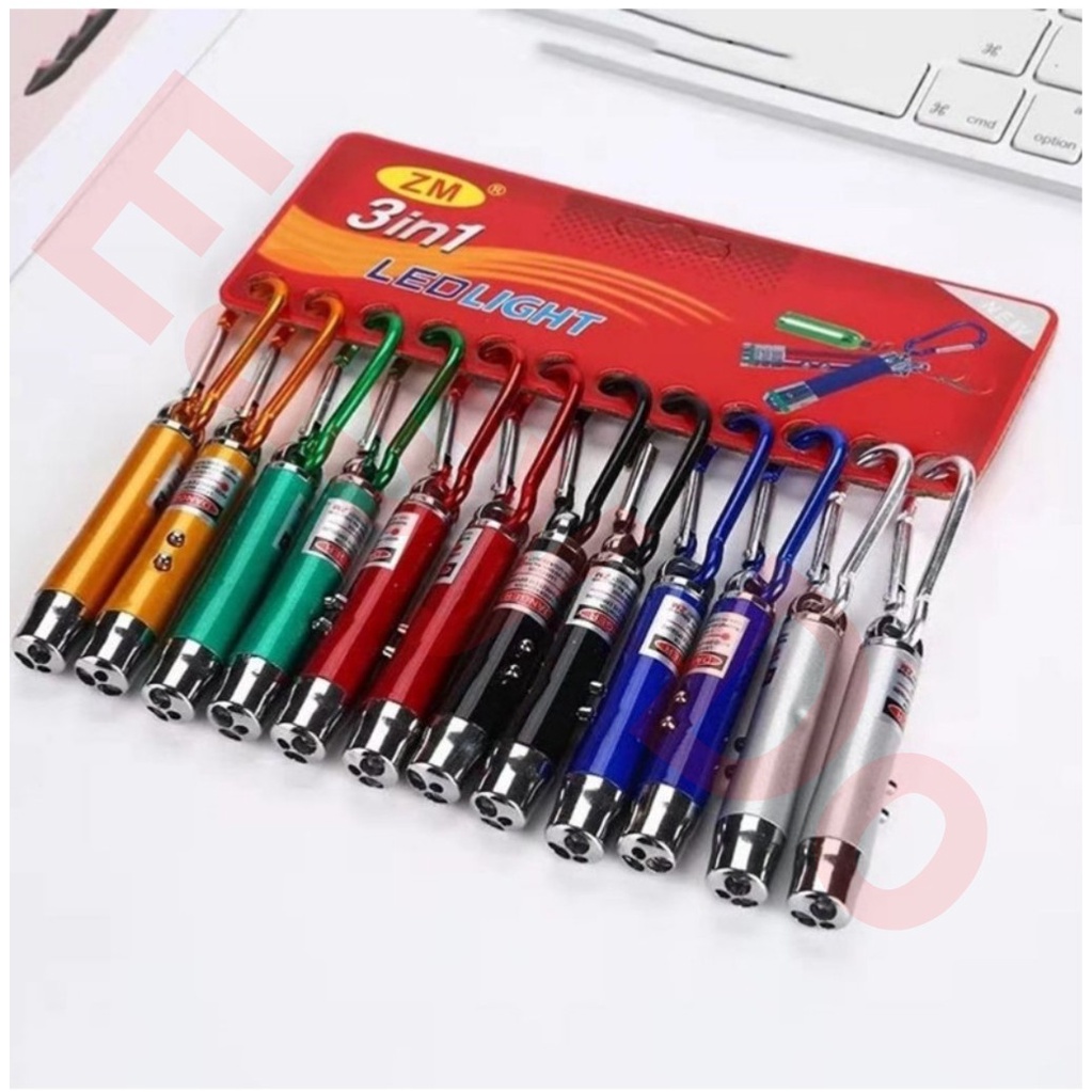 3 in 1 Battery Operate Laser Pointer light Laser Pen With Keychain