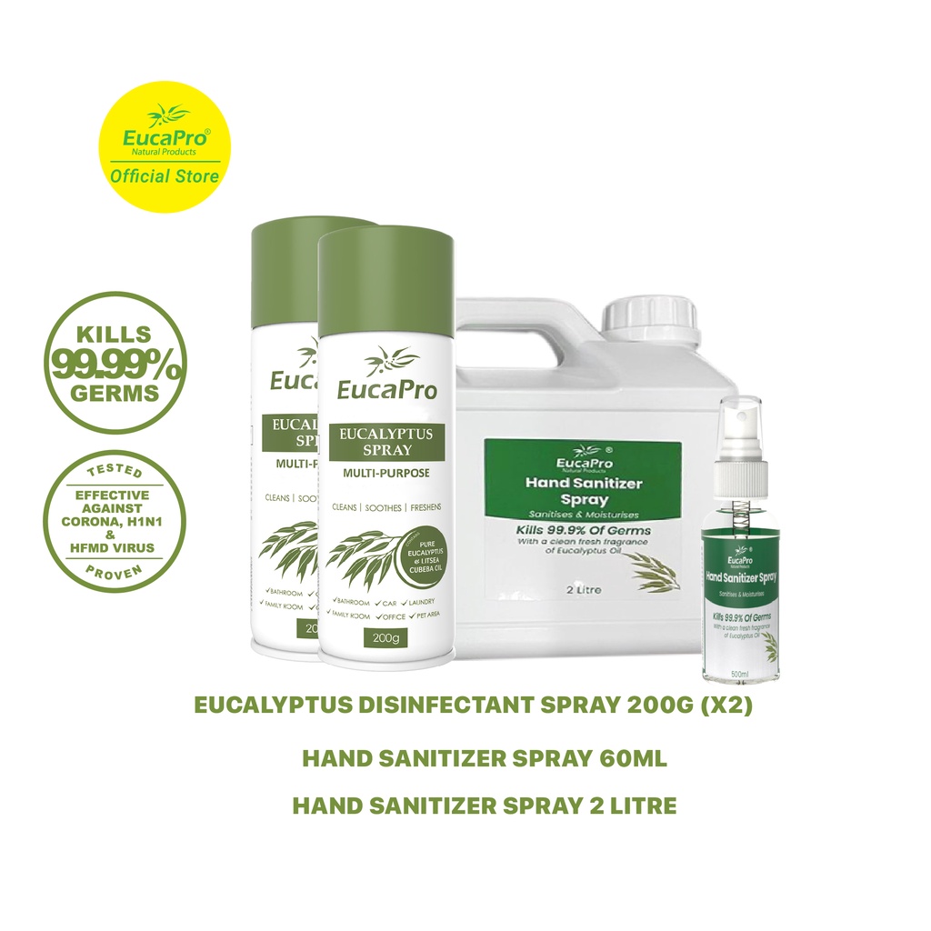 Value Pack 4 Eucalyptus Disinfectant Spray (200g x 2) + Hand