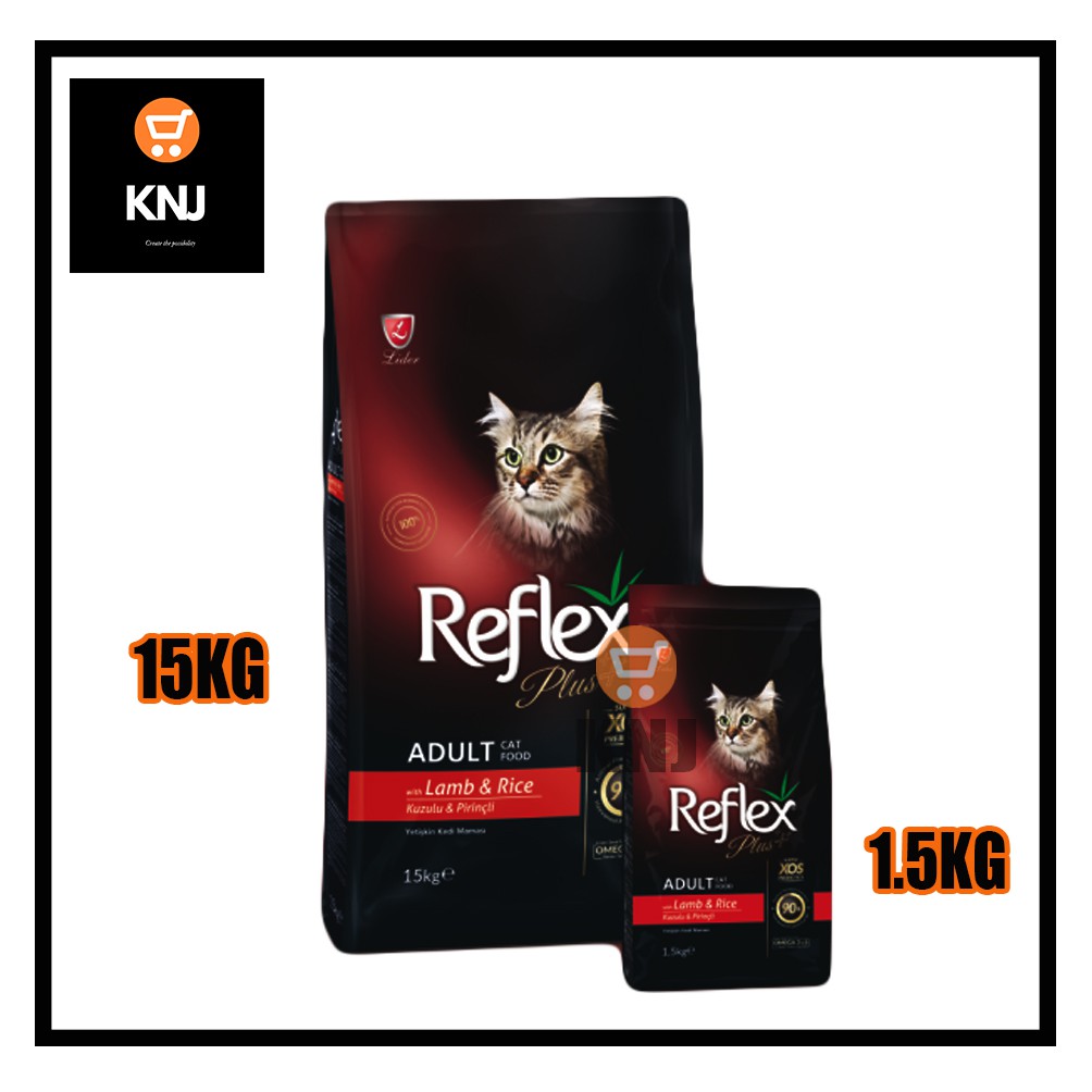 15KG REFLEX PLUS® Adult Cat Food Lamb u0026 Rice / Makanan Kering 