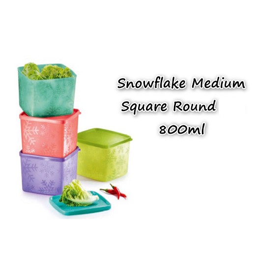 Tupperware Snowflake Medium Square Round (1pc) 800ml