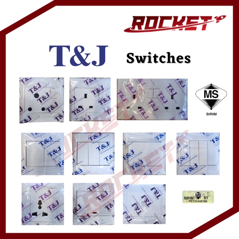 T&J Switches Dazzle 13A 15A Switched Socket Outlet 1 2 3 4 Gang Way
