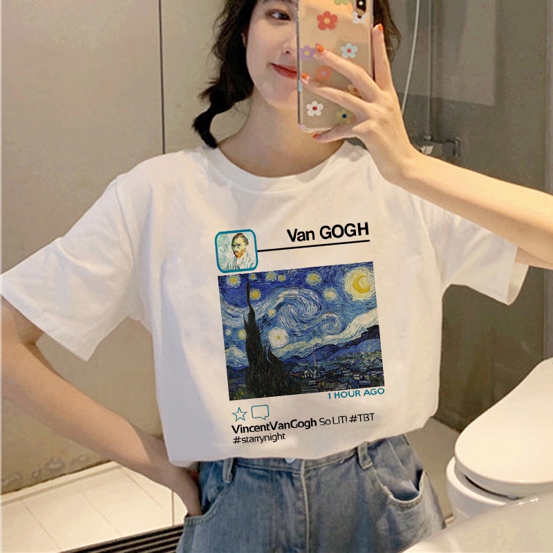 Harajuku Van Gogh Funny T Shirt Women Ullzang 90s Aesthetic T-shirt Graphic  Grunge Korean Style Tshirt Oil Art Top Tees Female | Shopee Malaysia
