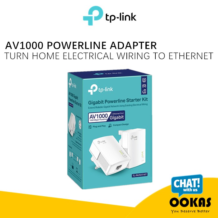 TPLink TLPA7017 KIT AV2/AV1000 Gigabit LAN Powerline Network Adapters Starter Kit 2