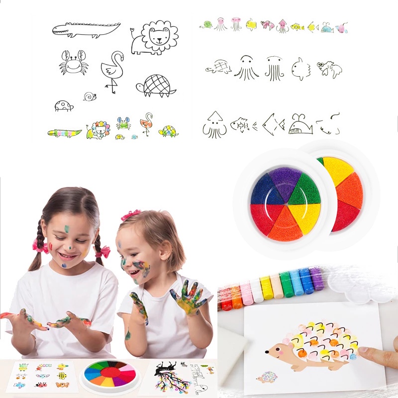 Washable Fingerpaint Kit Cute Cartoon Finger Painting Cards Non Toxic   5de655556cc6c5845b67bd5a0ba6b422