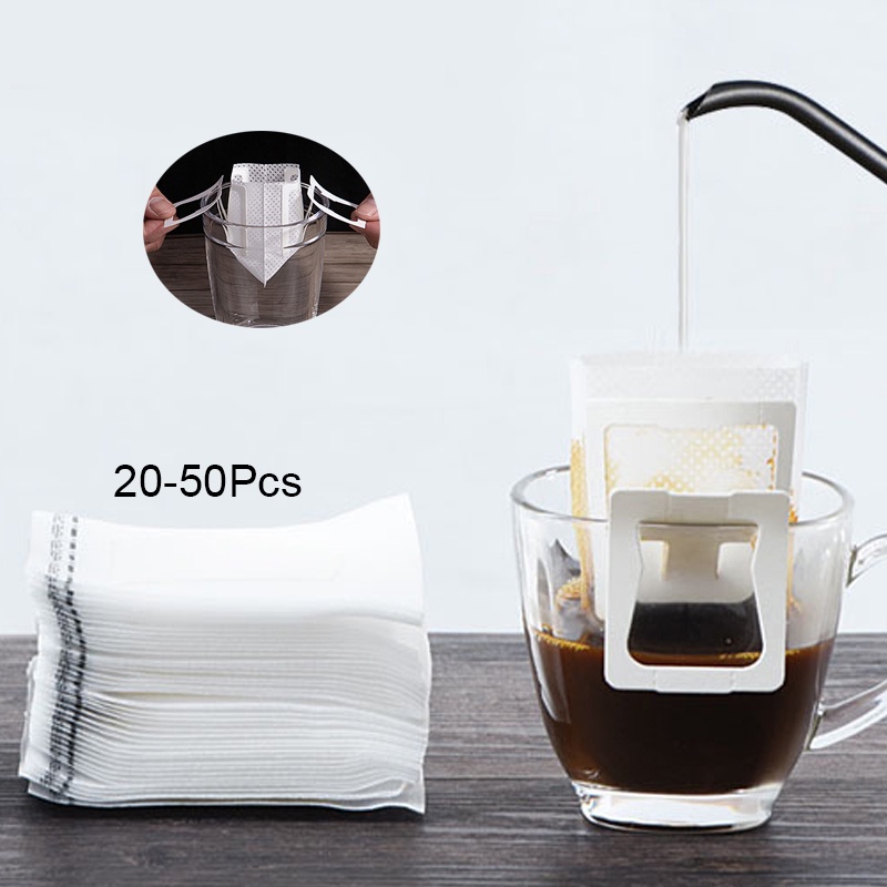 20-50Pcs/Pack Disposable Coffee Fliter Bags Hanging Ear Style Coffee Filters Portable Eco-Friendly Paper Bag For Espresso Coffee