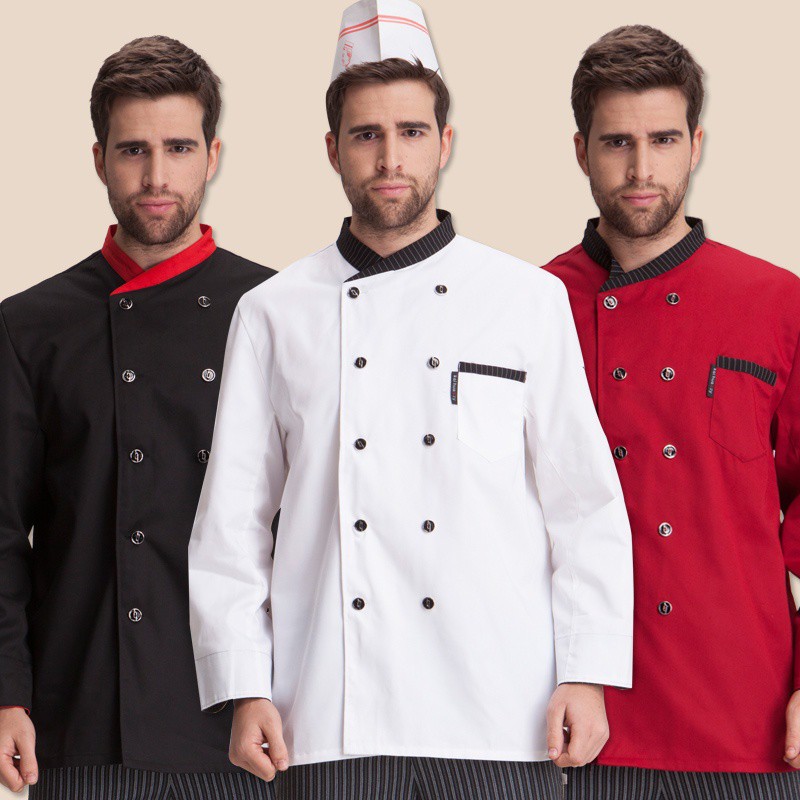 Chef's long sleeve Jacket Cooker Uniform Baking Cake Outfit Coat ...