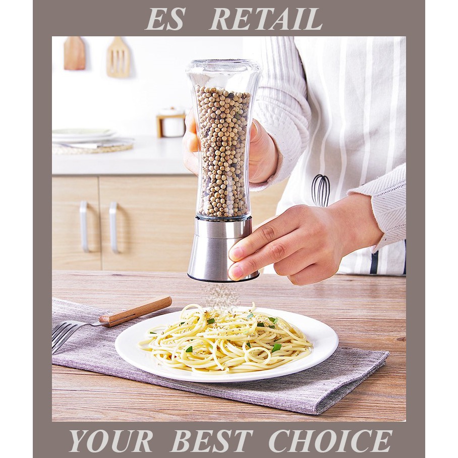 Pepper grinder, 304 stainless steel pepper grinder, PP plastic pepper