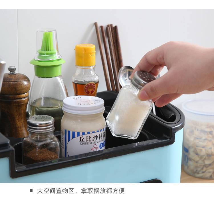 Multipurpose Kitchen Storage Box Seasoning Sauce Bottle Spices Organizer Utensils Cutlery Rack