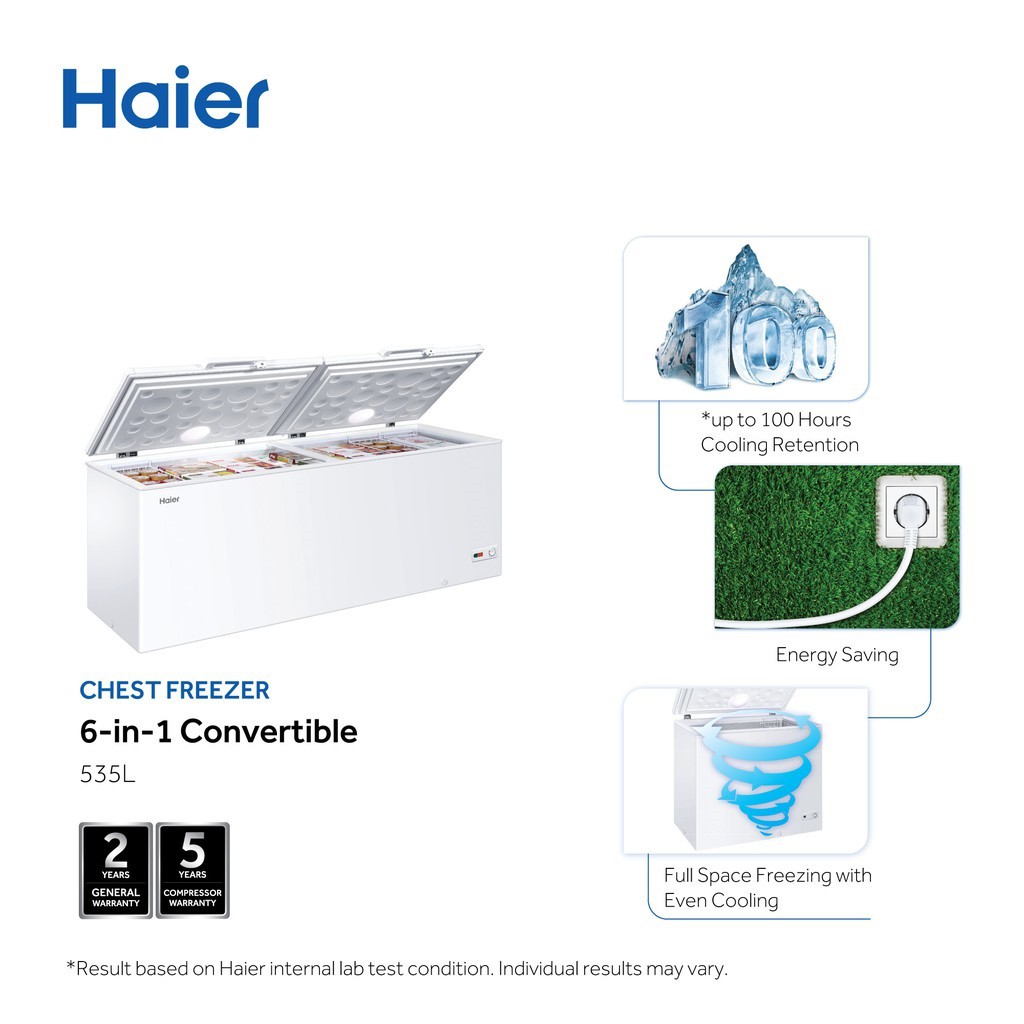 HAIER 6in 1 Convertible Chest Freezer, 535L BD568HP Shopee Malaysia