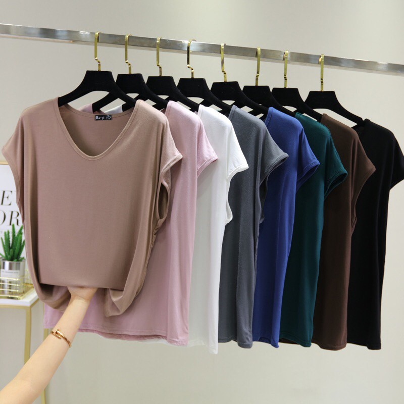 Lady UNIQLO  style cotton V neck T shirt Shopee  Malaysia