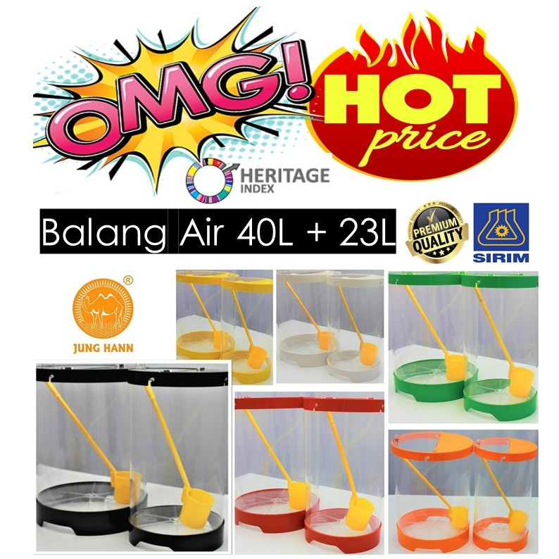 1+1 Balang Air 40L + 23L Tebal Cap Unta Jung Hann Food Grade Drinks Water Dispenser Tong Pasar Malam