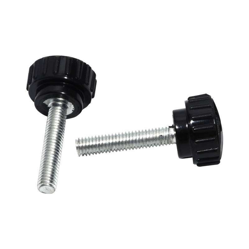 Othmro M6 20mmx15mm Bakelite Carbon Steel Electroplate Male Thread Knurled Clamping Knobs Grip Thumb Straight screw handle on Type 4 Pcs 