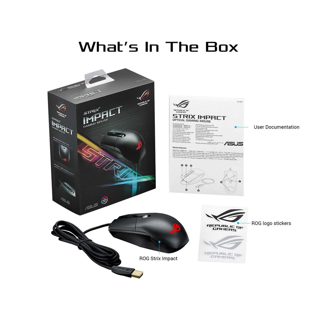 Asus P303 Rog Strix Impact Lightweight Optical Moba 5 000dpi Gaming Mouse With Aura Sync Rgb Lighting Shopee Malaysia