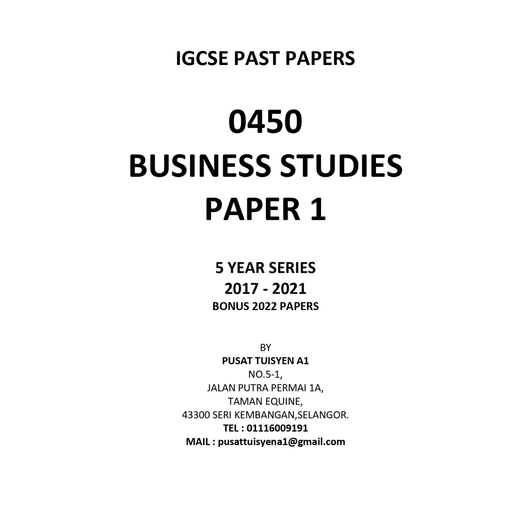 Igcse past year papers business studies 0450 shopee malaysia