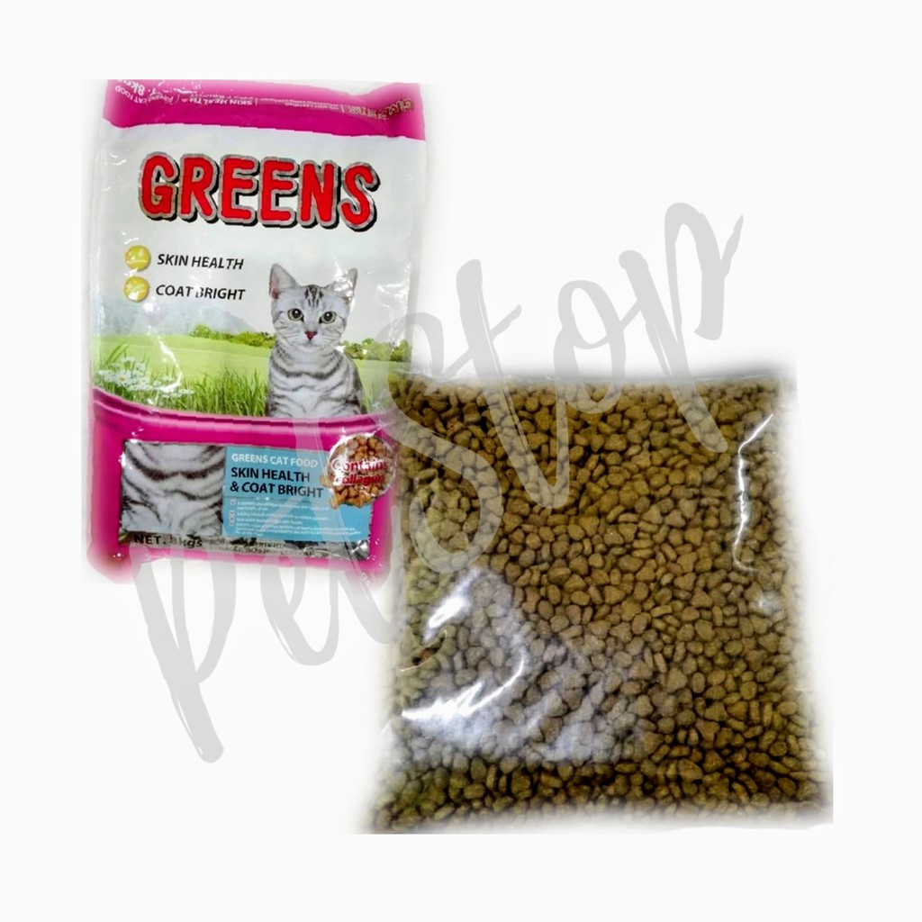 Greens Hair u0026 Skin Cat Food Makanan Kucing 1KG REPACK  Shopee 