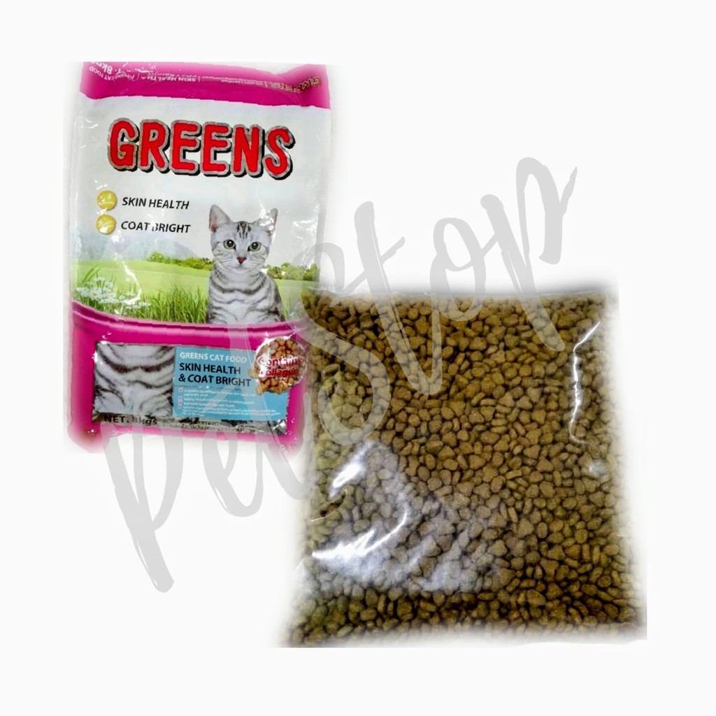 Greens Hair Skin Cat Food Makanan Kucing 1kg Repack Shopee