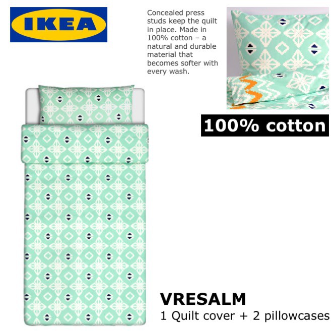 Ikea Vresalm Cotton Single Bed Size Quilt Duvet Comforter Cover