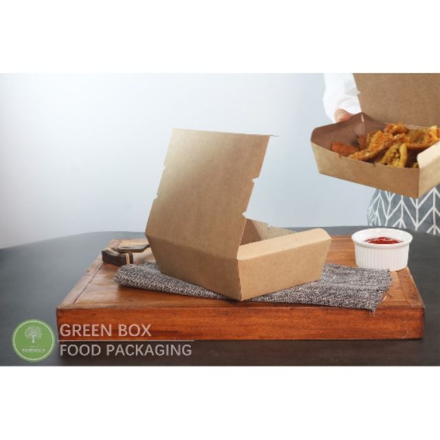 Paper Food Box Brown White 50 pcs MEDIUM size Paper Bento Box Paper Lunch Box (Food