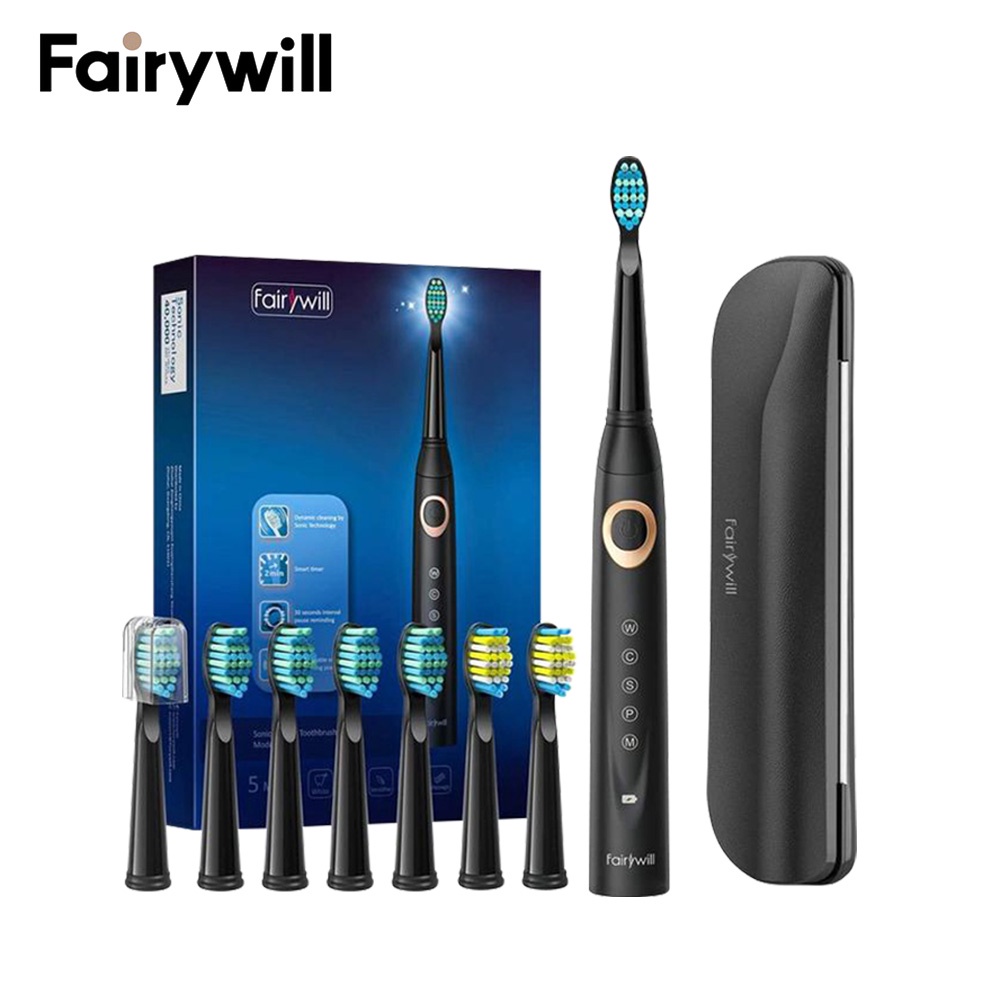 Fairywill Electric Toothbrush with 8 Dupont Brush Heads 2306 | Shopee ...