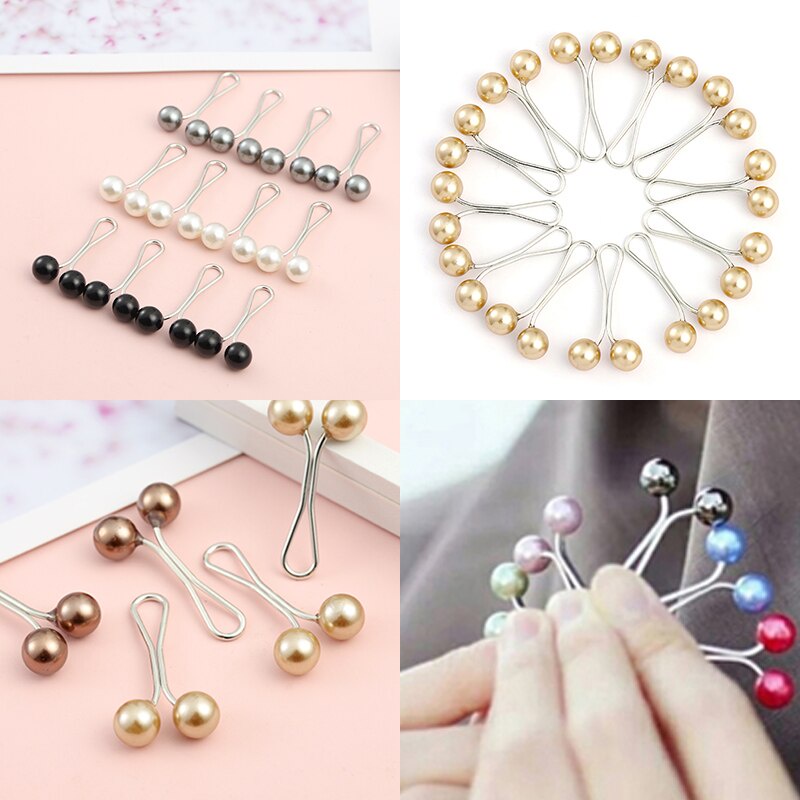 12pcs/set Lady Muslim Scarf Hijab Clips Brooch Pearl Pins Fixed HeadscarfRaya Brooches Charm Jewelry Gift for Girls Friends