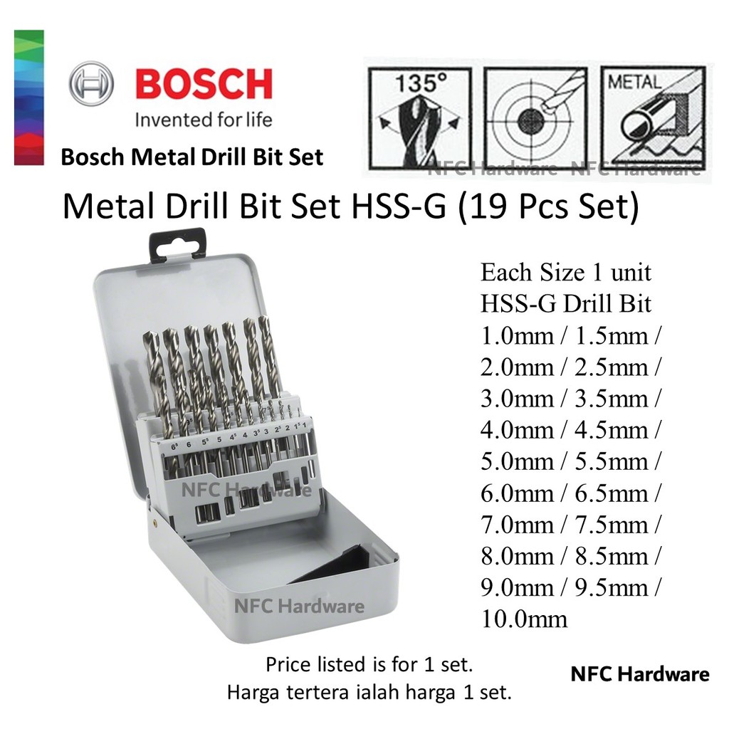 BOSCH Metal Drill Bit Set HSSG (19 Pcs Set) Shopee Malaysia