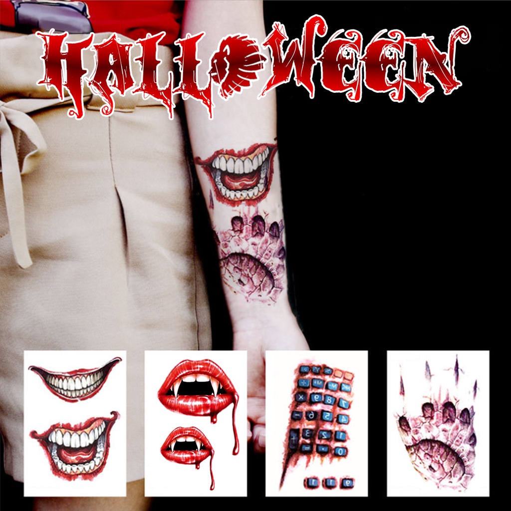 [Short Date Type] Halloween Tattoo Stickers, Photography Scars, Film Closure, Easy To Erase - Use 2-5 Days (10x15cm)