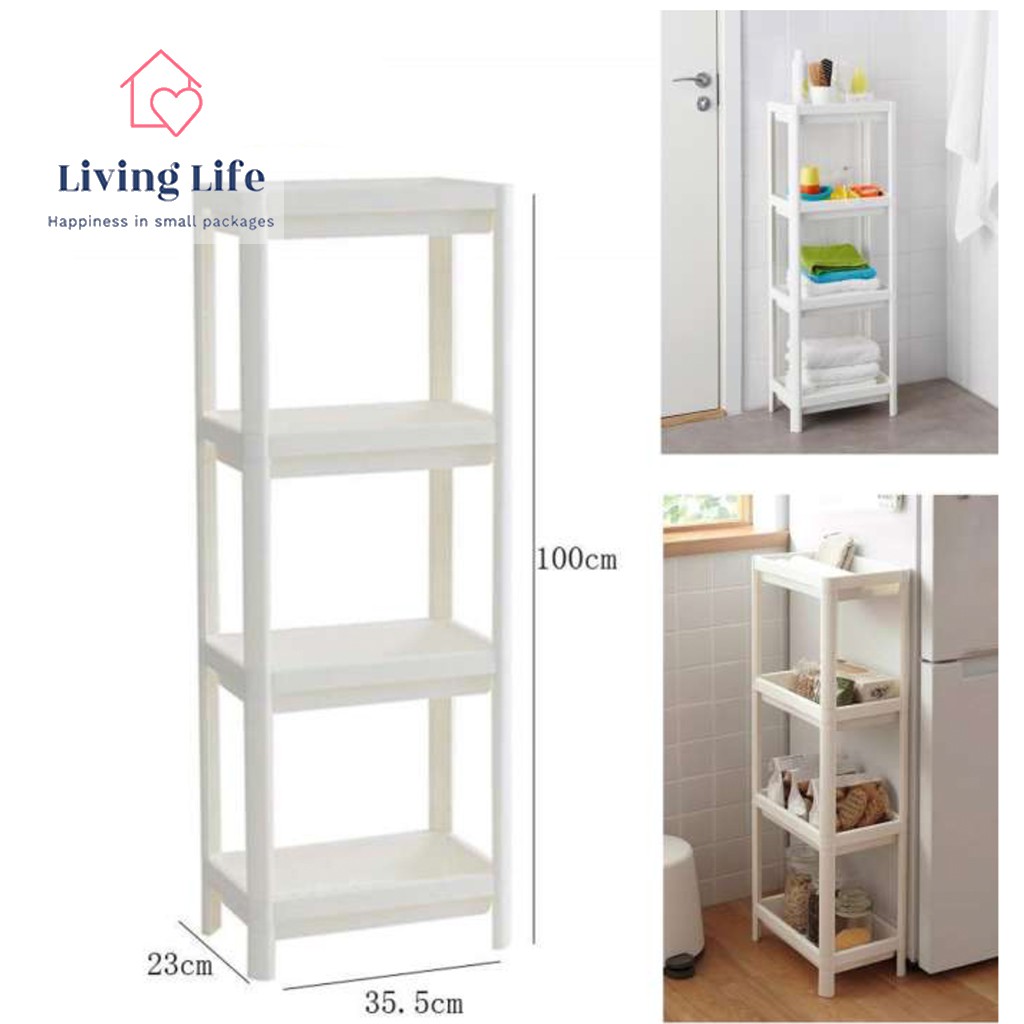 Living Life 4 Tiers Plastic Bathroom Shelf Rack Kitchen Multipurpose Storage Space Saver Shopee Malaysia