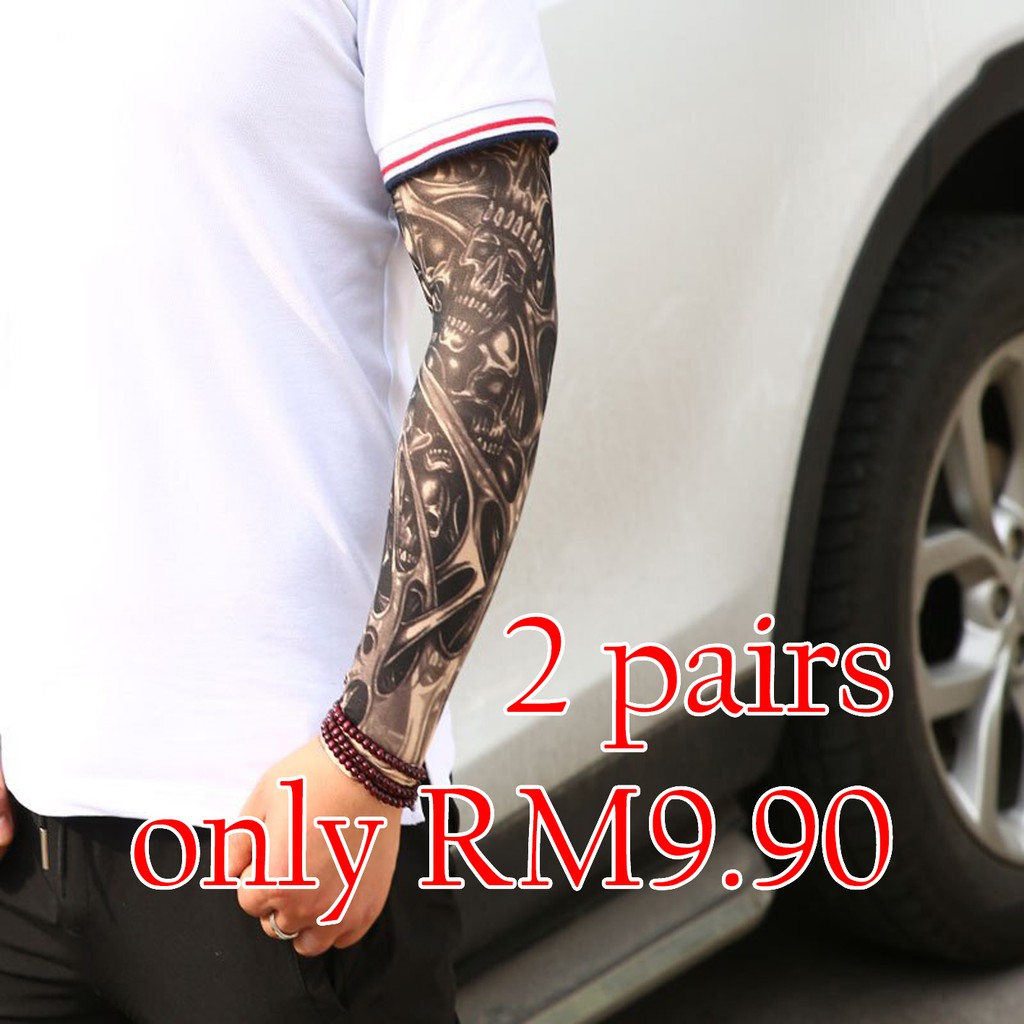 Sarung Tangan Pelindung Matahari Tatu Kurus Lengan Lelaki Men S Skinny Tatoo Sleeve Sun Protective Gloves Ice纹身手套 Shopee Malaysia