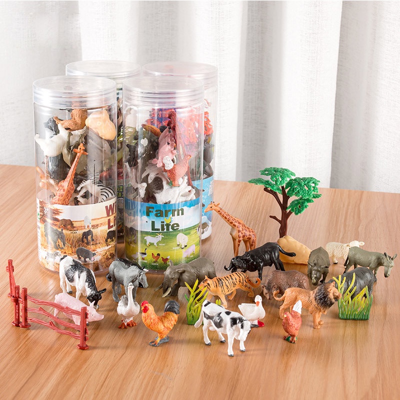 16Pcs/Box Wild Animal Realistic Jungle Animals Marine Animal Dinosaur Figurine Collection Action Figure Toys