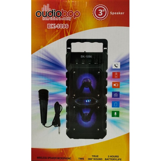 Oudiobop BK1096 Wireless Portable Bluetooth Speaker With Led Light