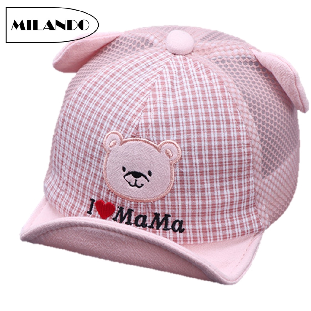 MILANDO Baby Hat Embroidery Bear Baby Child Cap Topi Budak (Type 15)