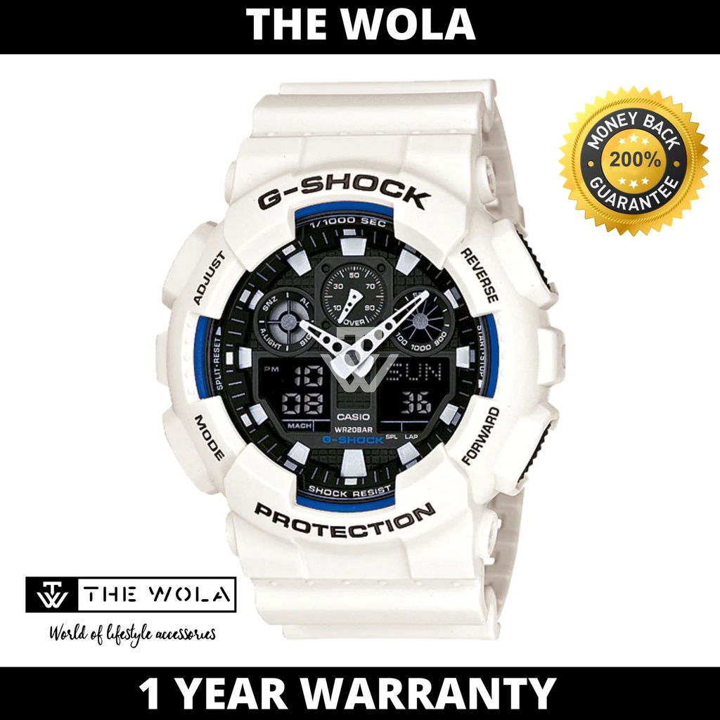 Casio G-Shock Men's Analog-Digital GA-100B-7A White Resin Band Sport Watch