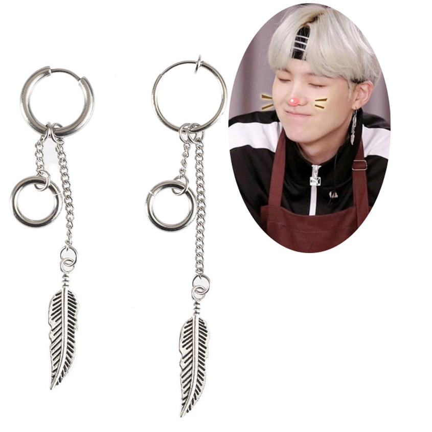 Koreanischer Schmuck, BTS-Einzelohrringe, Kettenflügel, Quasten-Ohrstecker_voghion.com