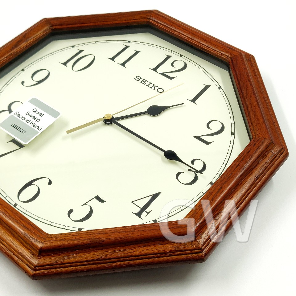 100% ORIGINAL SEIKO Octagon Quiet Sweep Wooden Wall Clock QXA529 (QXA529B)  [Jam Dinding Kayu] Malaysia | Shopee Malaysia