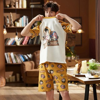 100 cotton pajamas men clothes Baju Tidur thin sleepwear set short sleeve and pants comfortable nightwear plus size L-3XL